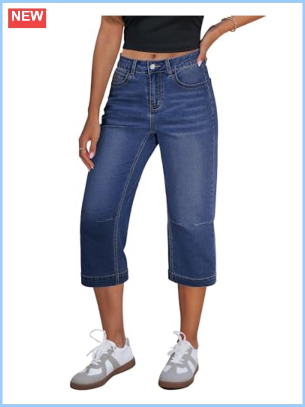 Mid Rise Straight Leg Capri Jeans for Women - Stretchy Summer Denim Capris,